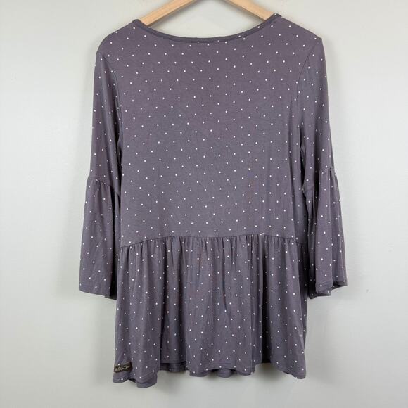 Matilda Jane Perfect in Purple Top Womens L Polka Dot Modal Blend Bell Sleeve - Picture 3 of 8